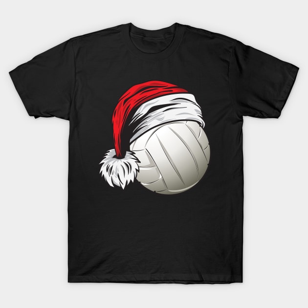 Christmas Volleyball Ball With Santa Hat Funny Sport X-mas print T-Shirt by theodoros20